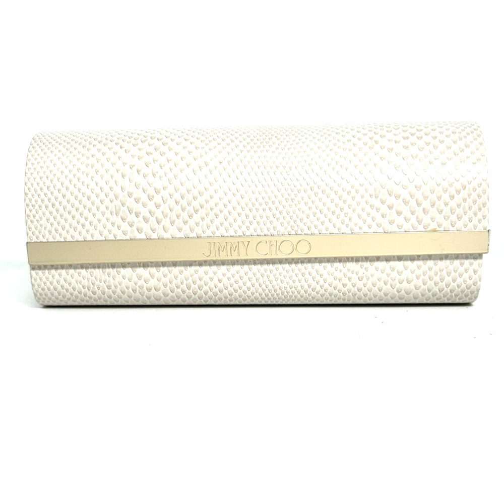 JIMMY CHOO Beige Snakeskin Authentic Eyeglasses Sunglasses Case W/CLOTH H18998